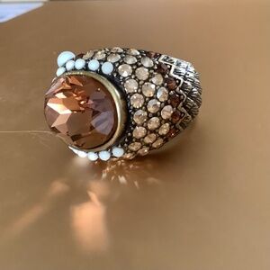 Heidi Daus Mystical Serpent Crystal Ring Topaz SZ 6